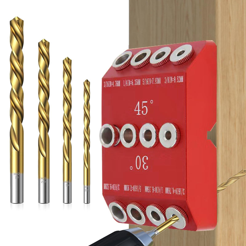[Australia - AusPower] - Infreecs 30 45 90 Degree Angle Drilling Aid for Angled and Straight Hole, 30°/45°/90° Angle Drill Hole Guide Guide Vertical Dowel Aid with 4 Sizes, Angle Drilling Guide, Wood Dowel Drilling Template 