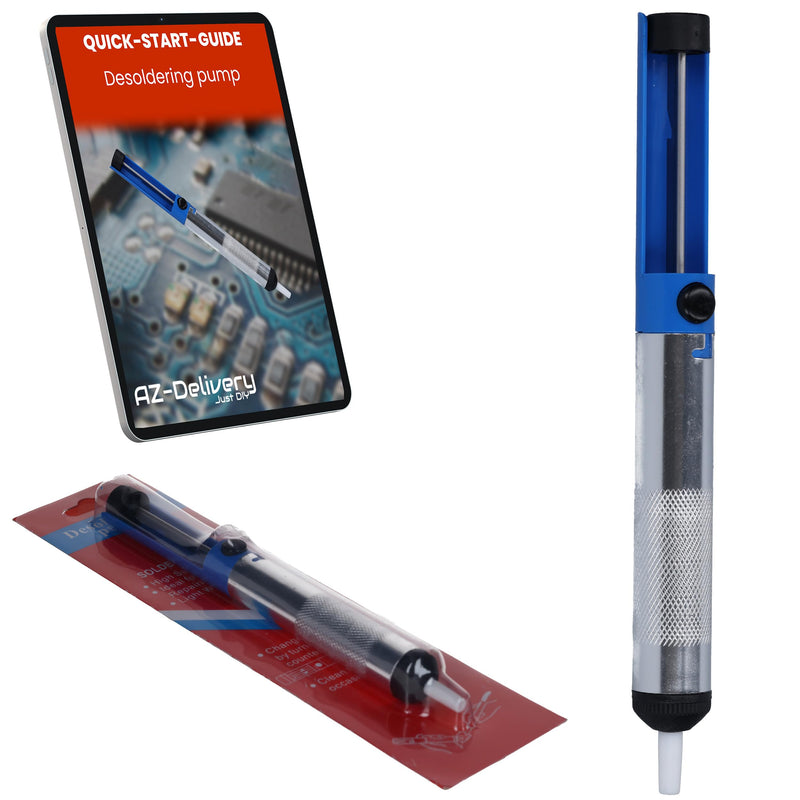 [Australia - AusPower] - AZDelivery Desoldering Pump Soldering Pump Soldering Pump - Solder Remover for Electronics & Circuit Boards - Manual Vacuum Desoldering Tool with Heat Resistant Nozzle - Soldering Accessories for 