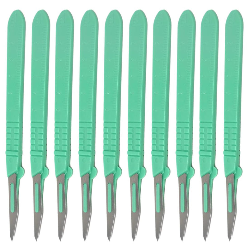 Scalpel Knives, Pack of 10 Plastic Surgical Scalpel Knives, Scalpel Blade, Sterilised Scalpels, with Protective Cap, Individually Packed