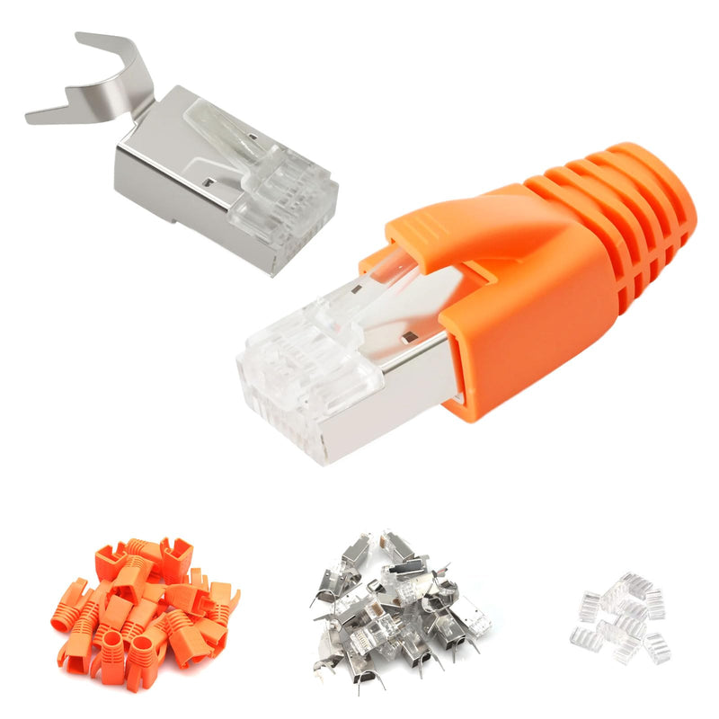 [Australia - AusPower] - Puiseno Pack of 10 Network Connectors 10 Gbps, RJ45 Connector Cat 7 with Threading Aid and Kink Protection, 8 Pin Plug, Compatible with Cat7, Cat 6A for Switch/TV/PS4/ADSL/Modem/TV Box/Router/PC 