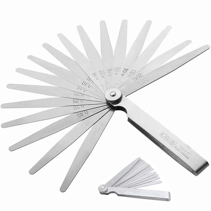 [Australia - AusPower] - Moyata Metric Feeler Gauge with 17 Blades, Feeler Gauge, Stainless Steel Feeler Gauge Set, 0.02-1.00 mm Feeler Gauge Spark Plug Gap Tool, Feeler Gauge Valve Game for Measuring the Gap Width/Thickness 