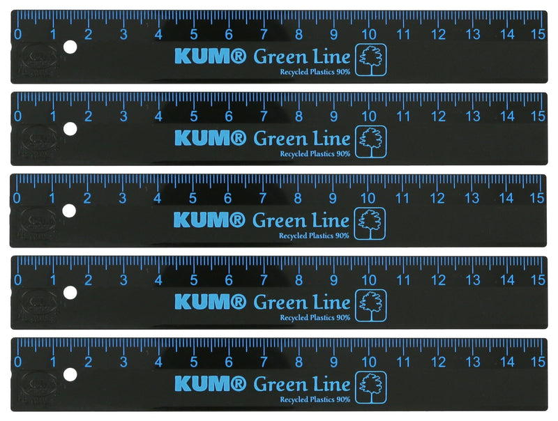 [Australia - AusPower] - KUM AZ349.01.16-B Green Line Ruler, 15 cm, Blue, Sustainable, Pack of 5, School Supplies 