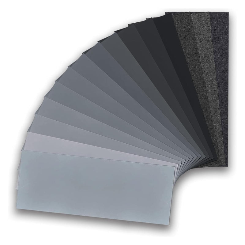 [Australia - AusPower] - 15 Pieces Grit 80 to 3000 Wet and Dry Sandpaper Sandpaper Set, Emery Paper for Polishing and Sanding for Car, Wood Furniture, Stone, Varnish, Metal, Glass - 9 x 3.9 Inch 15 