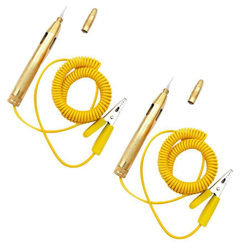 [Australia - AusPower] - Leloco Pack of 2 Power Tester Pen, Car Voltage Tester with 250 cm Cable, 6-24 V Car and Motorcycle Tester, Diagnostic Tool with Spring Clamp 