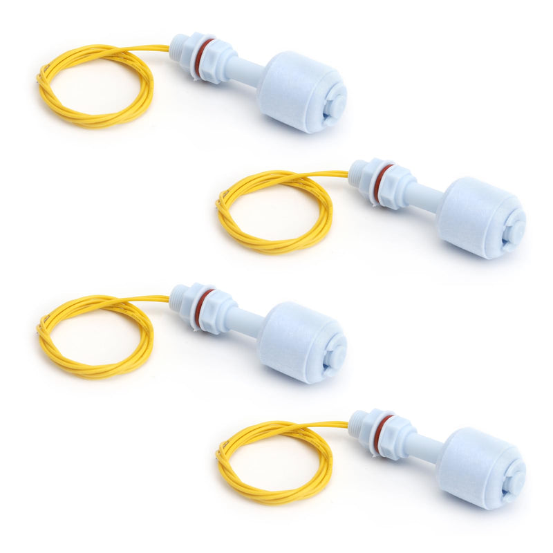 Pack of 4 Float Switch Liquid Sensor Level Switch for Water Level Control PP Float Switch Horizontal & Vertical Automatic Level Sensor for Aquarium Water Tank Hydroponics Pool