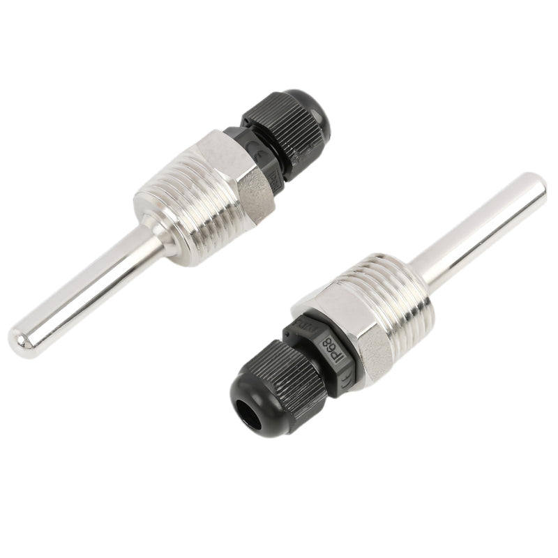 [Australia - AusPower] - Pack of 2 Immersion Sleeve 1/2 Inch, 50 mm Stainless Steel Diving Sleeve G 1/2 Inch Thread, Immersion Protection Tube for Temperature Sensor, 8 x 50 mm Immersion Sleeves for Thermocouples, Protective 