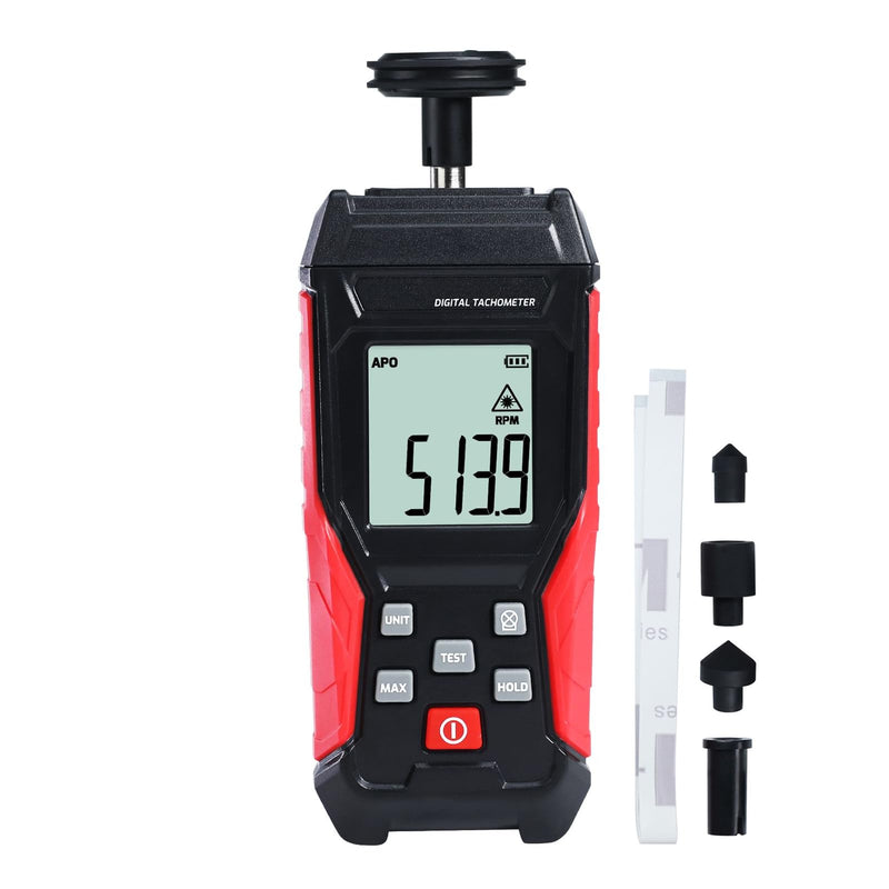 [Australia - AusPower] - 2-in-1 Digital Tachometer, Contact Tachometer with 3 to 19,999 RPM Tachometer Tester and Non-Contact Laser Photo Sensor, Contact Probes and Reflective Markings 