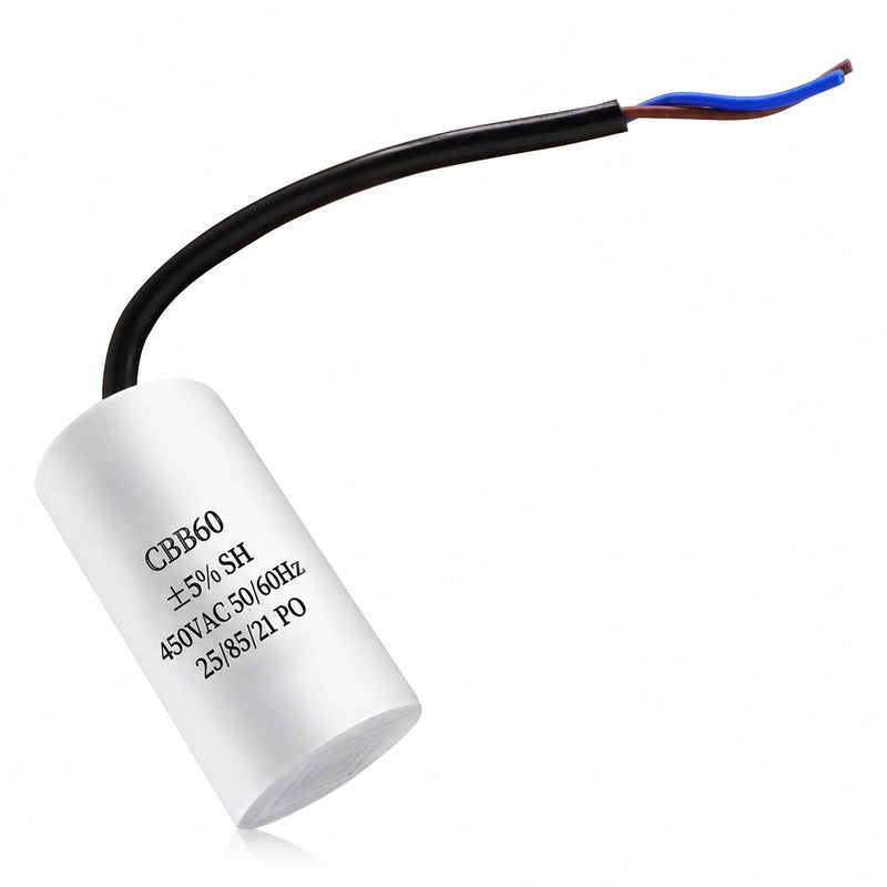 CBB60 450V 8uF 50/60HZ Starting Capacitor with Cable (Extended Version), 8µF AC Motor Operating Capacitor, AC Motor Capacitor, for Household Appliances such as Electric Motors and Air Conditioners etc 8.0 Mikrofarad