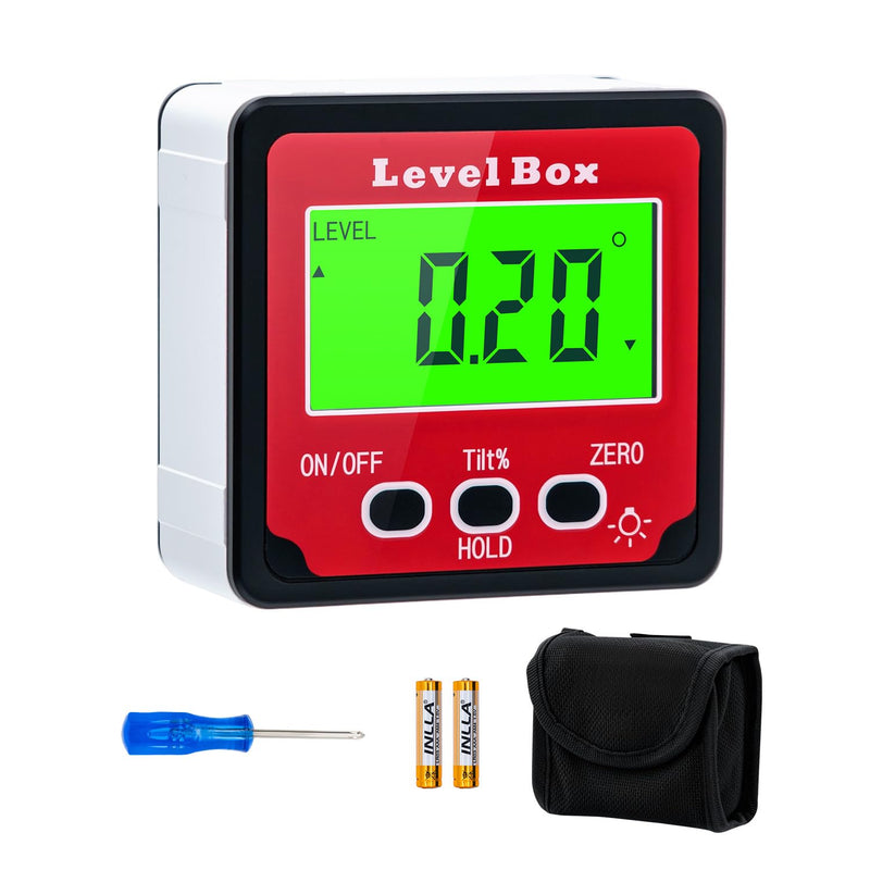 [Australia - AusPower] - Tolesum Protractor Digital Inclinometer with Magnetic Base, Level Box Angle Measuring Device Digital Spirit Level with Hold and LCD Display 