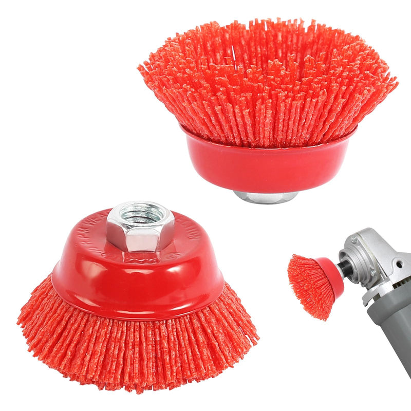 [Australia - AusPower] - Cup Brush Angle Grinder, Pack of 2 M14 Nylon Brush Drill, Diameter 75 mm Nylon Brush, Sanding Filament, Cup Brush, Nylon Brush for Deburring, Rust Removal, Paint Removal 