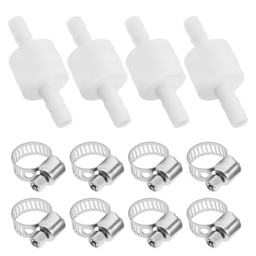 Pack of 4 Diameter 6mm Inline Check Valve with Clamping Straps Suitable for Drain Hose of Household Appliances