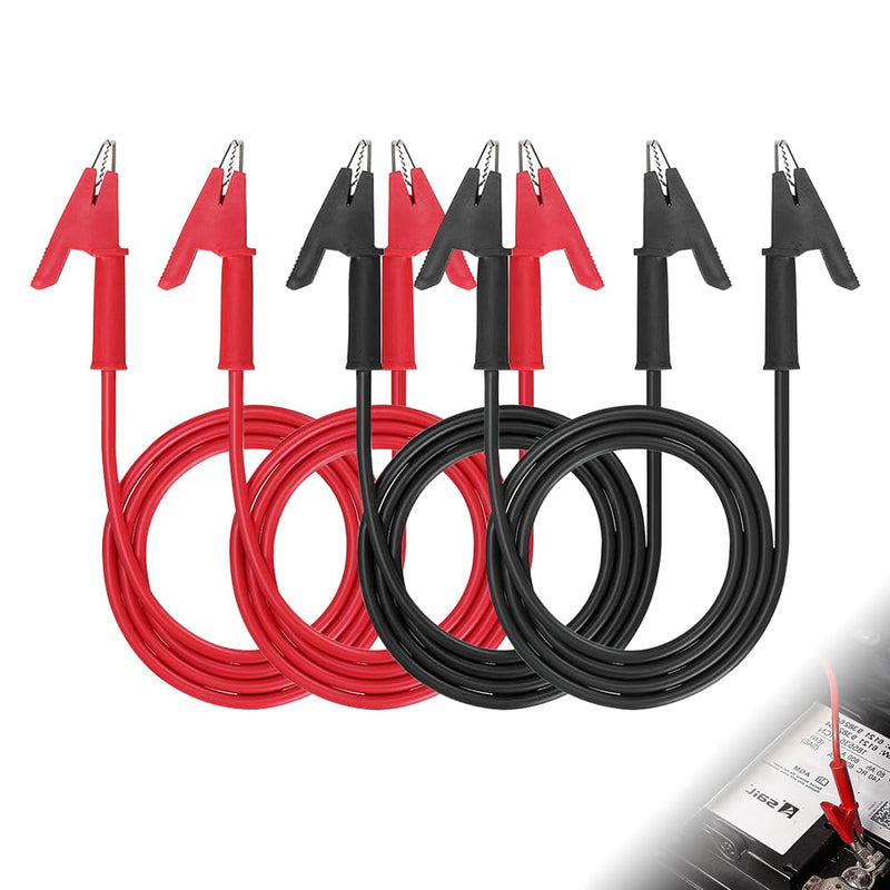 [Australia - AusPower] - Riisoyu Pack of 4 Double-Ended Crocodile Clips, 1000 V 15 A Double-Sided Crocodile Wire Cable 3.3 ft / 1 m Flexible Copper Cable Dual Ended Crocodile Wire Cable for Multimeter and Electrical Testing 