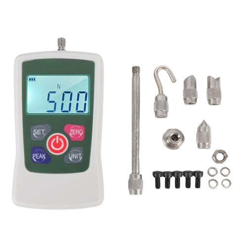 Digital Force Gauge, 100N Portable Pressure Stick Gauge, Push and Pull Tester with Units N Lb Kg Oz, Memory Housing, Automatic Backlit LCD, Auto Off, Buzzer Alarm Function, 1%
