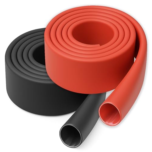 Heat Shrink Tube Diameter 25.4 mm, 3:1 with Adhesive, 1 m Black and 1 m Red | Double-walled with adhesive, waterproof and wear-resistant Ø25.4mm - 1m x 2 pieces