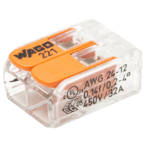 Box of 50 WAGO Connection Terminals 2 Conductors Series 221 - Easy and Safe Installation for All Your Electrical Projects