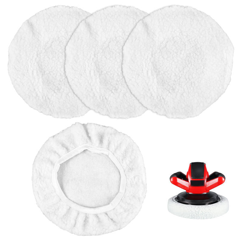 [Australia - AusPower] - Pack of 4 Lambswool Polishing Hoods Suitable for 220 mm-250 mm Polishing Machines for Einhell Cordless Car Polisher Ce-Cb 18/254 Li&Cc-Po 90, Suitable for Car Paint, Metal Polishing and Wood Surface 