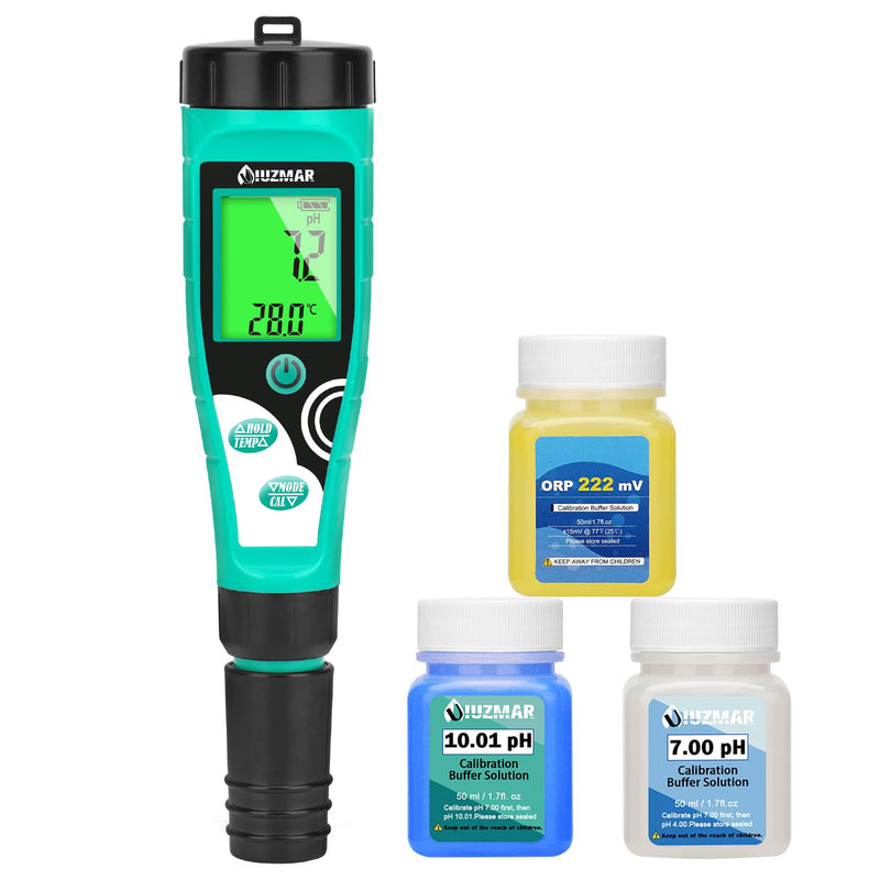 [Australia - AusPower] - UIUZMAR Pool Chlorine and pH Meter, Digital Salt Content and ORP Meter, 7 in 1 Water Tester Measures PH, Free Chlorine, Salt, ORP, EC, TDS and Temperature for Aquariums, Hydroponics and Hot Tubs 7 in 1 pH chlorine meter 