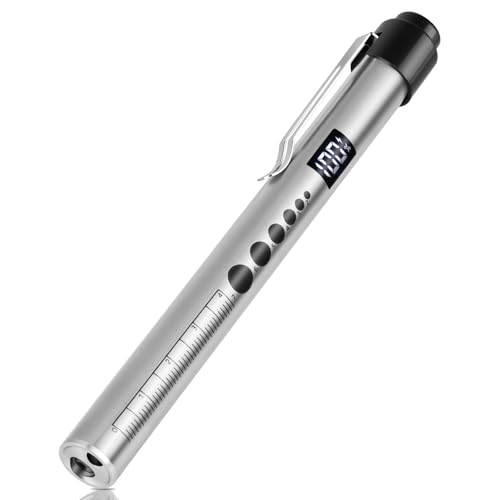 Flintronic Upil Light Medicine, 1 Piece Diagnostic Light with Digital Display, Pupil Meter and Ruler, Rechargeable USB LED Pen Lamp for Nurses, Students, Doctors (Silver) Type-c-silver-1 Piece