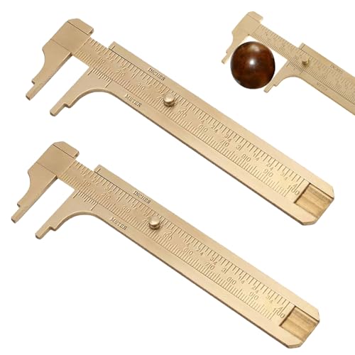 Pack of 2 Small Callipers, Small, Vernier Calliper, Analogue, Handy Calliper, Brass Caliper, Suitable for Measuring Jewelery and Small Items (Double Scale 100 mm)