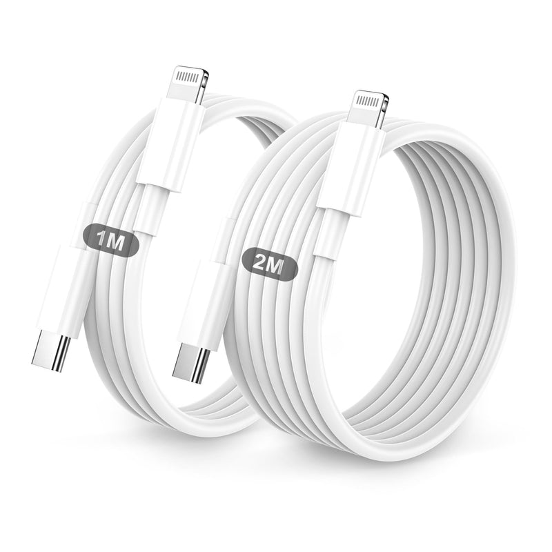 USB C Lightning Cable, Pack of 2, 1 m + 2 m, for iPhone Charging, MFi Certified for Apple, Fast Charging Cable for iPhone 14/13/12/11/Pro/Pro Max/Mini/XR/XS/XS Max/X/8/7/6/6s/Plus/iPad
