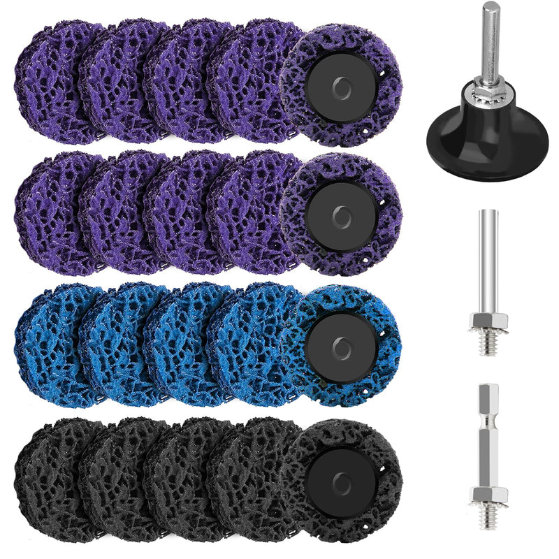 [Australia - AusPower] - Kizaten CSD Disc Sanding Discs, Pack of 20, 50 mm Coarse Cleaning Disc, Cleaning Tray Set with Two Tie Rods for Angle Grinders of Paint, Rust Welds, Oxidation Cleaning and Removal 