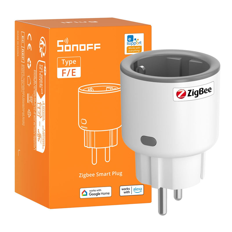SONOFF S60ZBTPF Zigbee Socket - Remote Control, Energy Measurement, Zigbee Repeater, Schedules, Overload Protection, Compatible with the eWeLink App - Requires Zigbee Gateway White