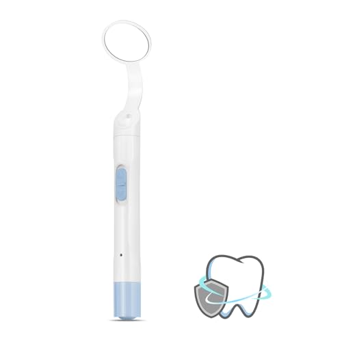 InhwRior Rechargeable LED Mouth Mirror with USB Charging Function, Anti-Fog Mirror Finish, White Yellow Dual Light, Removable Design for Easy Cleaning blue