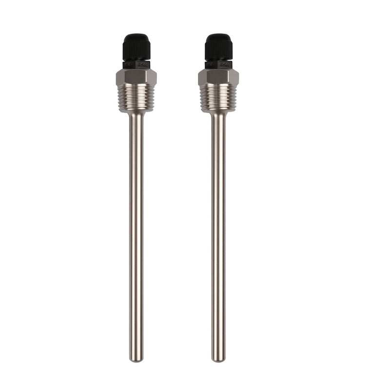 [Australia - AusPower] - Pack of 2 Immersion Sleeves, Stainless Steel, 1/2 Inch - Protective Tube for Temperature Sensor & Temperature Sensor, 8 x 150 mm Immersion Sleeves for Thermocouples, Suitable for Heating Systems and 