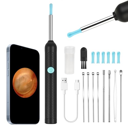 Ear Wax Remover Otoscope, 1920P HD WiFi Ear Cleaner (Black) Black