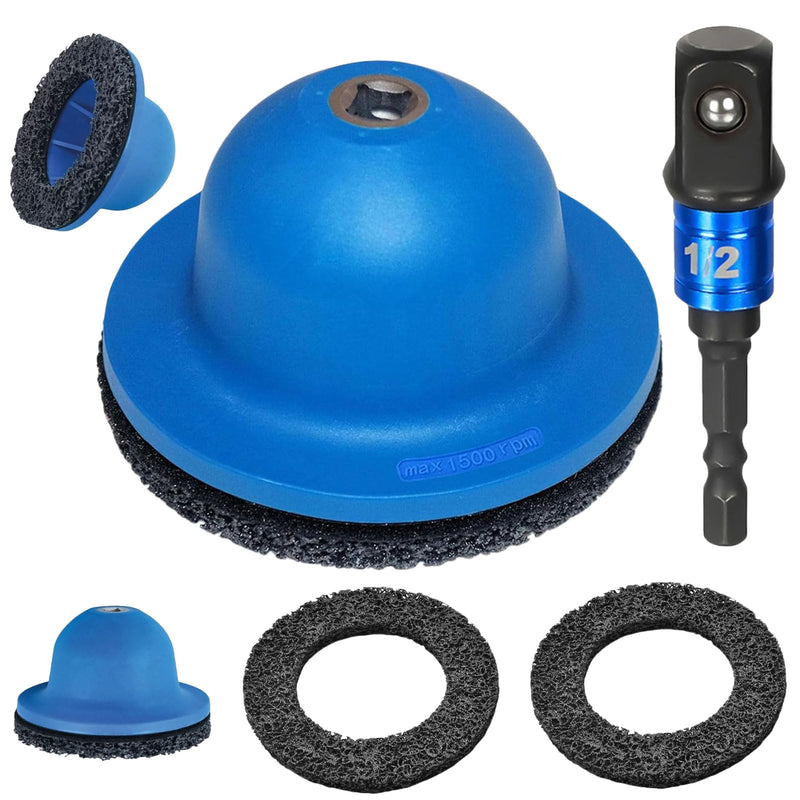 [Australia - AusPower] - Kocusu Wheel Hub Grinder Car 4-Piece with 2 Silicon Grinding Wheel and 1 Square Drive, Ball Head Sander for 1/2 Inch Impact Wrench, Outer Diameter 150 mm Wheel Hub Cleaning for Grinding, Rust Removal 