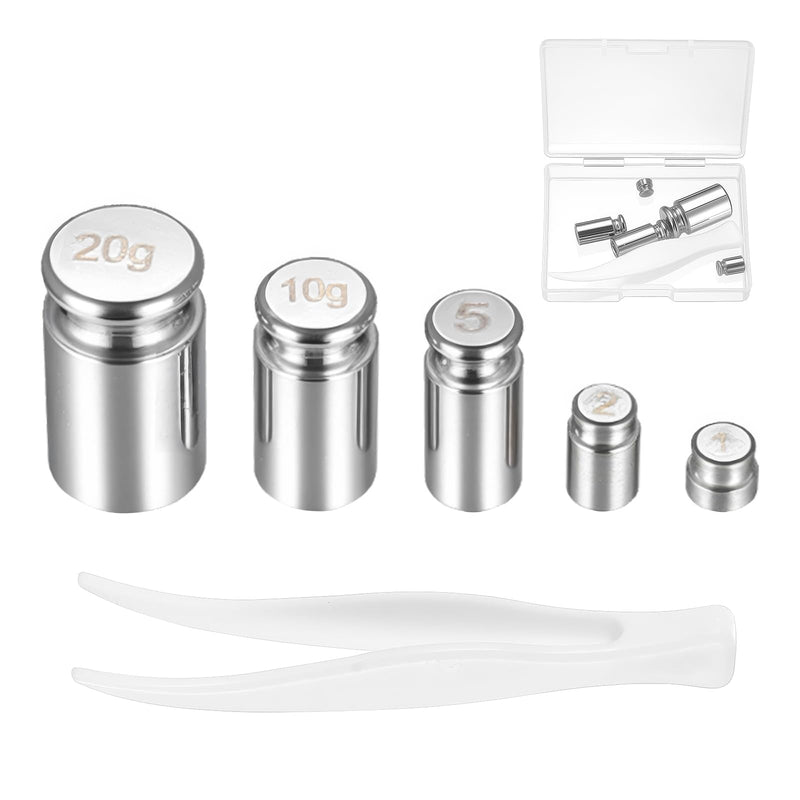 Set of 5 Calibration Weights 1g 2g 5g 10g 20g | Precision Metal Test Weights; Scales/Balances; Easy Adjustment; Includes Storage; Durable, Low Corrosion