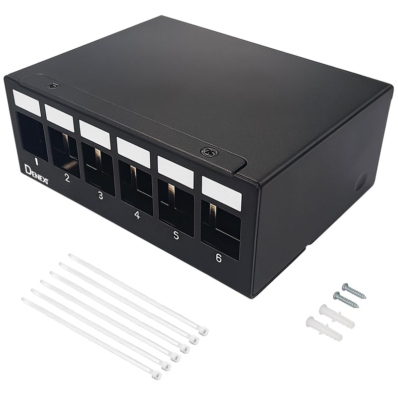 6 Port Patch Panel Patch Panel for 14.9 mm x 17 mm Keystone Module Compatible with Ethernet LAN RJ45 Coaxial Connector BNC F Connector Antenna Connector RJ-11 RCA Jack USB Toslink HDMI Black 6 Port