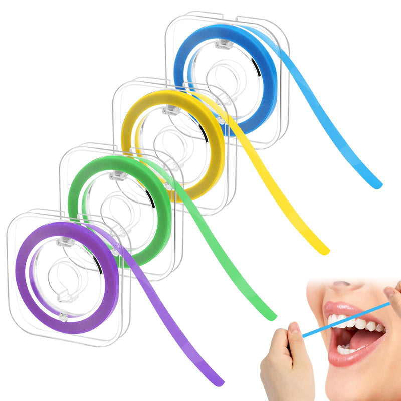 4 Volumes Tooth Sandpaper (4 mm x 6 m) - Dental Polishing Strips for Interdental Spaces, Tooth Polishing Strips - Deep Cleaning for Oral Hygiene - Travel-friendly (Purple, Blue, Yellow, Green)
