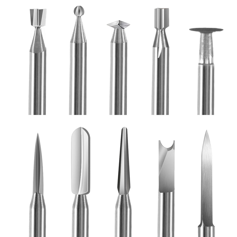 [Australia - AusPower] - 10 Piece Wood Carving Tool Set Compatible with Dremel Rotary Tools Accessories, 3 mm Shank Various Carving Bits, Engraving Drill Wood for Wood Carving, Engraving, Drilling, Micro and Sculpture 
