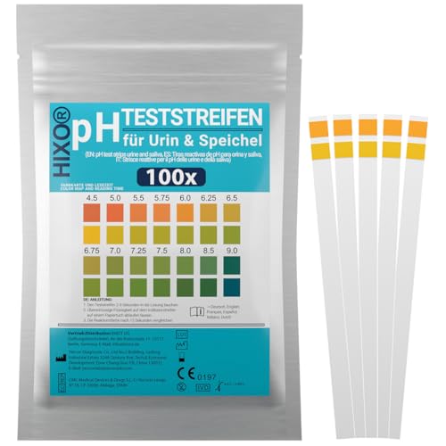 100 x pH Test Strips for Urine & Saliva - Measure pH 4.5-9.0 - pH Paper for Diet & Health - Acid Base Balance Determination