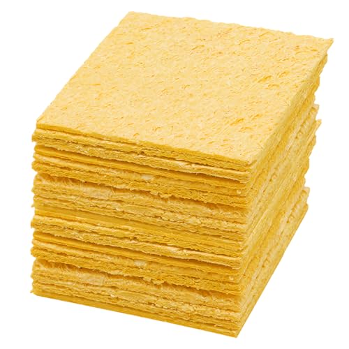 Soldering Tip Cleaning Sponge Pack of 20 Soldering Sponges Iron Tip Sponge Welding Tin Removal Soldering Tip Cleaner Soldering Welding Cleaning for Workbenches and Workshops, 61 x 61 x 2.7 mm 61x61x2.7 mm/20 pieces