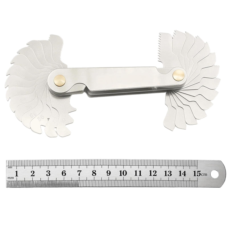 [Australia - AusPower] - 52 Sheets Thread Gauge, Metric Inches, Thread Gauge, Feeler Gauge and Radius Gauge, Precision Measuring Tool for Mechanics and Engineers, Metric Thread, Robust Iron Material 