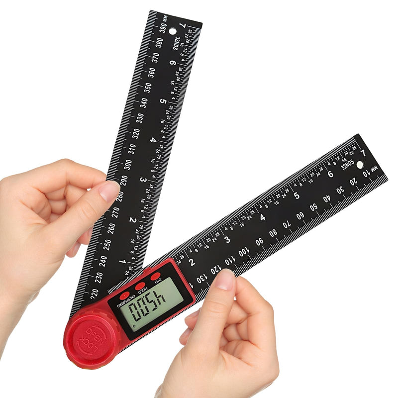 flintronic Digital Protractor, 2-in-1 Digital Protractor with LCD Display, 360° Angle Measuring, Hold and Lock Function, for Woodworking Measurement, Construction Repairs, 400 mm Style-B ABS