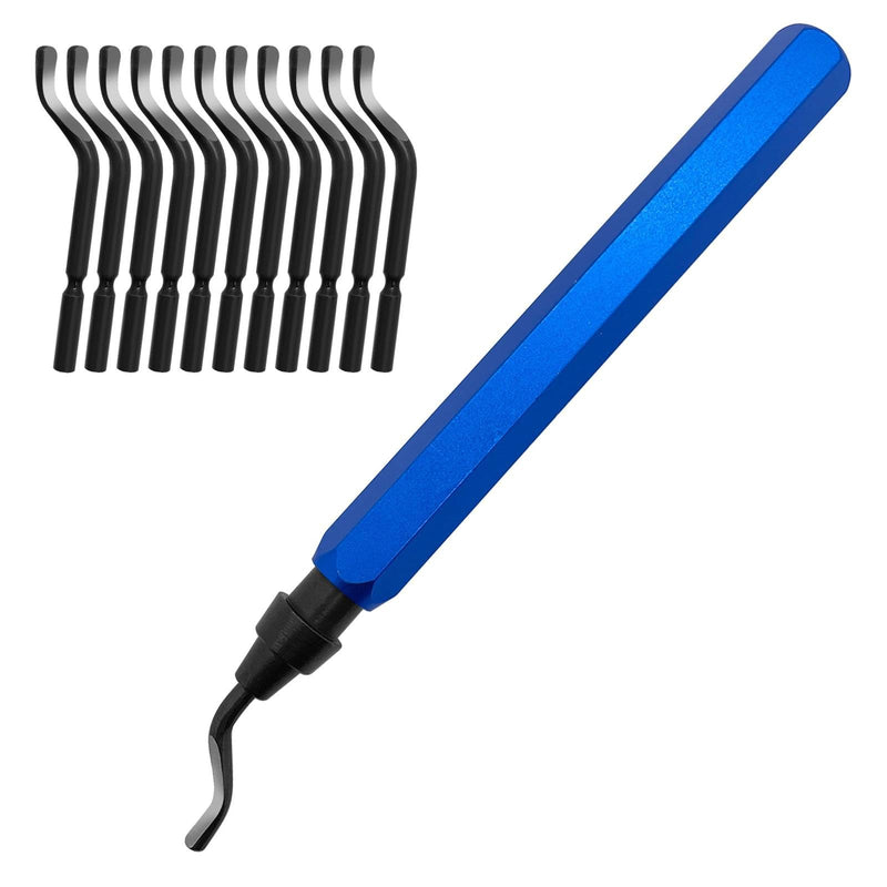 Universal Deburring Tool with 10 Replacement Blades, 360° Rotating Blade for 3D Printing, Plastic and Aluminum (1 Tool + 11 Blades)