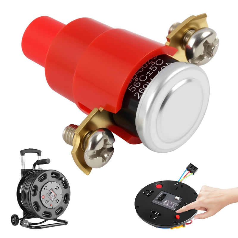 Thermal Circuit Breaker for Cable Reel, 1-Pole, 250 V, 16 A, 56 °C, Switch Plug Combination 250 V, Fuse 16 A, Thermal Switch 230 V, Overheating Protection, for 230 V Cable Reels and Electrical Devices