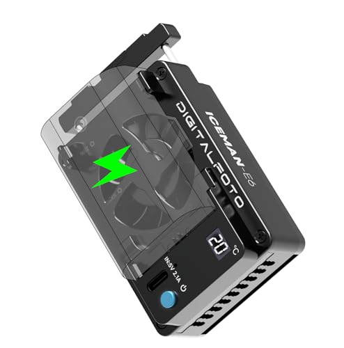 ICEMAN-E6 TEC Semiconductor Camera Cooling Fan | TEC Semiconductor Camera Cooler, LED Display, USB-C Dual Power and Quick Lock Mount for Canon R5/R6/90D/SX70 Etc ICEMAN-E6 EU