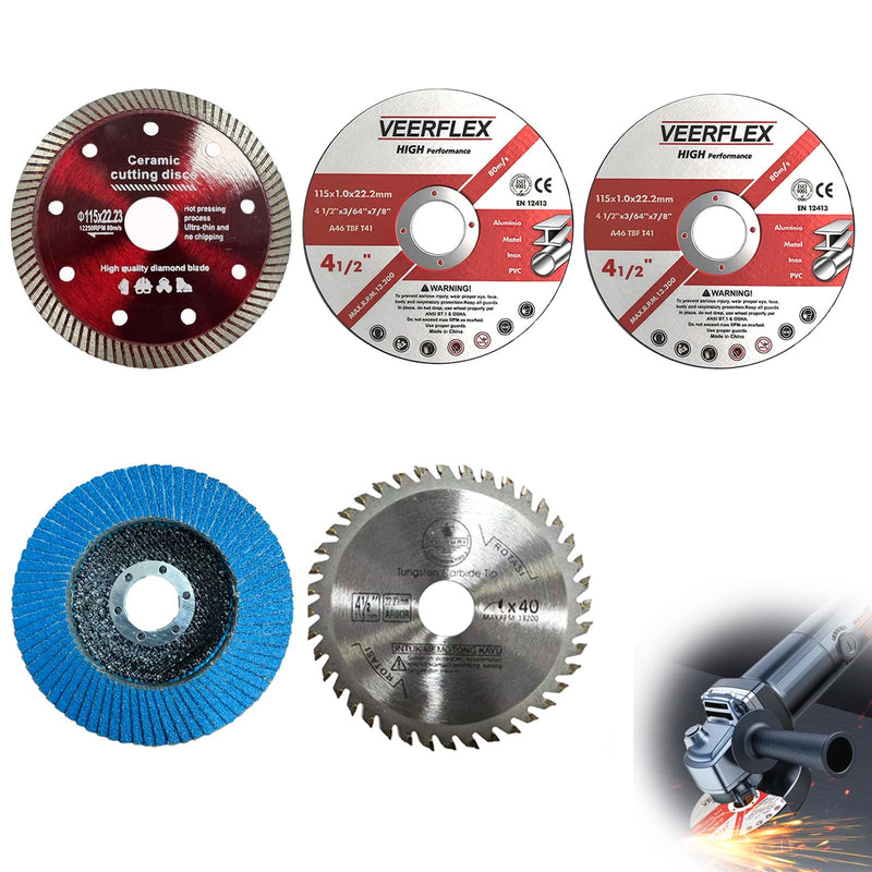 [Australia - AusPower] - Cutting Discs 115, Pack of 5 115 mm Cutting Disc, Metal Cutting Disc for 22.23 mm Bore, Angle Grinder Discs for Cutting Metal, Stone, Wood, Ceramic, Tile, Grinding, 115 x 22.23 mm 