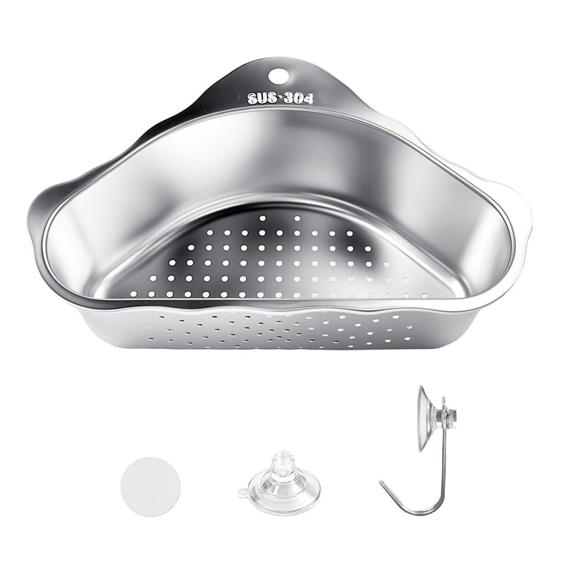 Strainer Basket for Sink, Triangular Sink Strainer Baskets, Stainless Steel Sink Strainer Sink Drain Basket Practical Sink Strainer Basket Set Silver Kitchen Strainer for Filter Food Waste