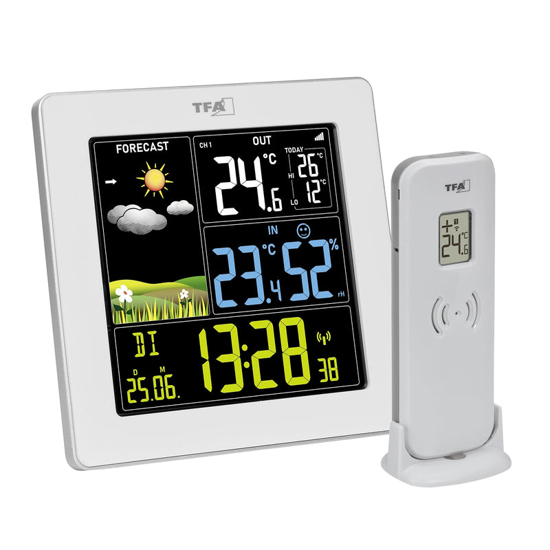 [Australia - AusPower] - TFA Dostmann SUN2 35.1174 Digital Wireless Weather Station with Outdoor Sensor for Indoor and Outdoor Temperature, Large Colour Display, with Living Climate, Includes Radio-Controlled Clock with Date 
