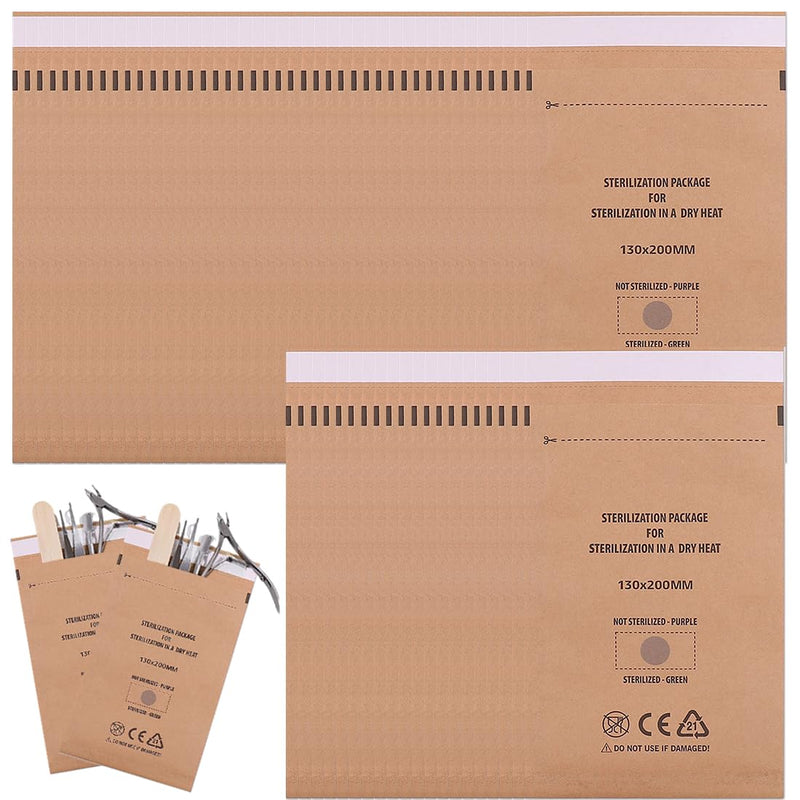 WeddHuis Pack of 100 Self-Adhesive Sterilisation Bags 130 x 200 mm for Autoclave Manicure Tattoo Pedicure Instruments