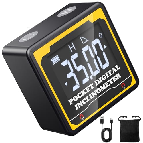 Preciva Digital Spirit Level, Four-Sided Magnetic, IP54 Waterproof Inclinometer, Protractor, Type C Interface, Suitable for Carpentry, Construction, DIY