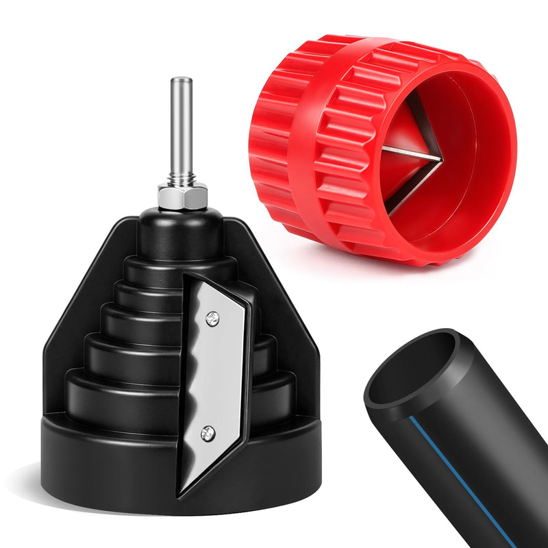 Pack of 2 pipe deburrer, hand deburrer, plastic pipe chamfer tool | Deburring tool high-performance pipe cutter for 20 25 32 40 50 63 and 5-38 mm pipes with sharpener for DIY enthusiasts