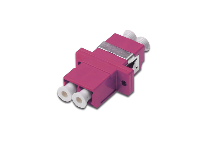 DIGITUS DN-96019-2 - Fiber Optic Coupler - LC to LC Duplex - Multimode OM4 - Ceramic Sleeve - for Fibre Optic Splice Boxes, Patch Panels and Junction Boxes - Purple OM4 - LC zu LC