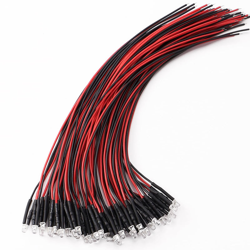 YIXISI Pack of 40 3mm Diode Light, 12V 20cm Pre-Wired LED, Pre-Wired Light, LED Light Emitting Diodes Pre-Wired, Red 3mm. Red