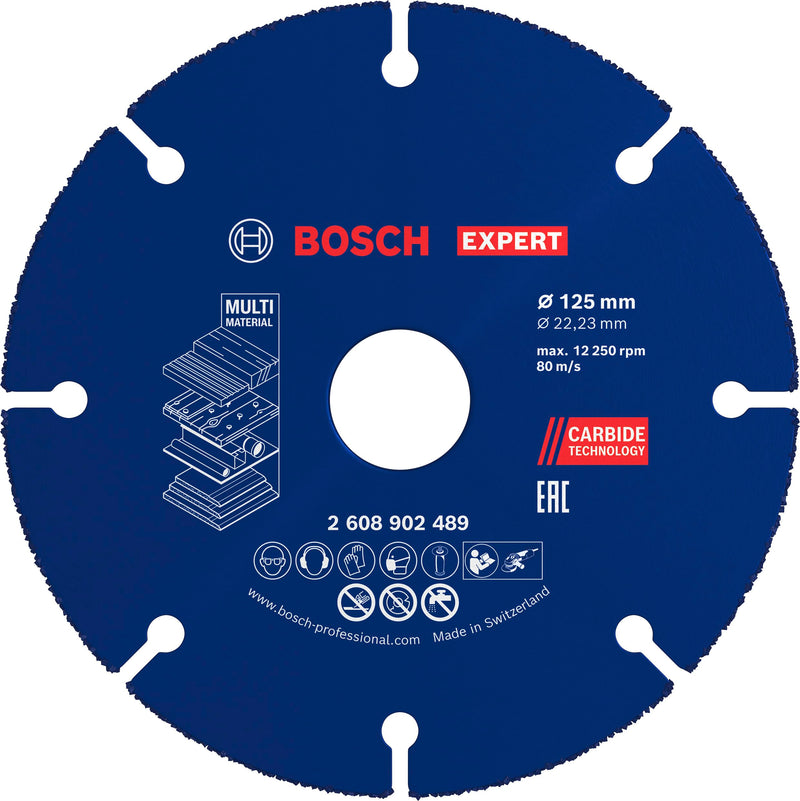 Bosch 1 x Expert Carbide Multi Wheel Cutting Disc (for Hardwood, Wood with Nails, Diameter 125 mm, Professional Accessories, Small Angle Grinder) 125 × 22,23 mm .NEW Version